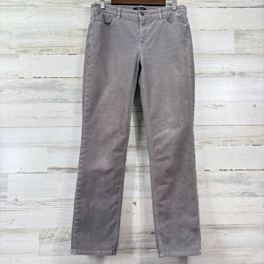 Talbots Flawless Five-Pocket Pants Women 8 Gray Straight Corduroy Capsule Chic